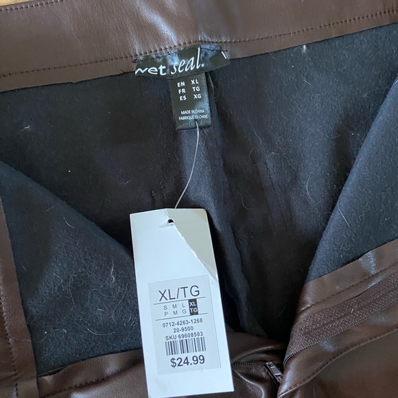 Wet seal, faux leather pants, dark brown - Picture 2 of 3